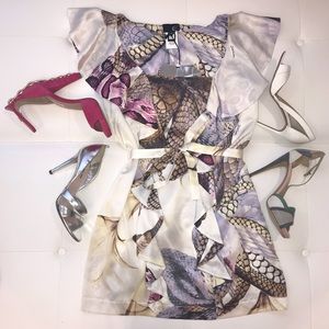 Just Cavalli Snake Print Mini Dress - Cream and Purple